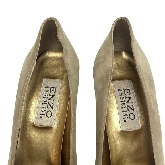 Enzo Angiolini Suede Leather Pointed Toe High Heel Shoes Pump Tan Beige Size 9 - Picture 4 of 8